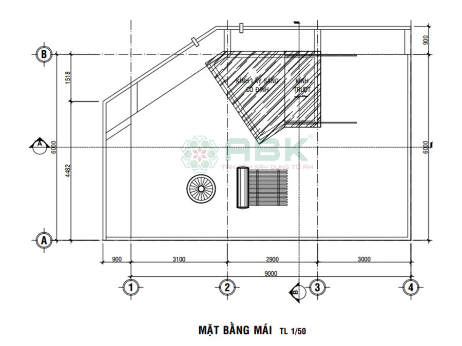 Thiết kế phần mái nhà góc diện tích 54m2