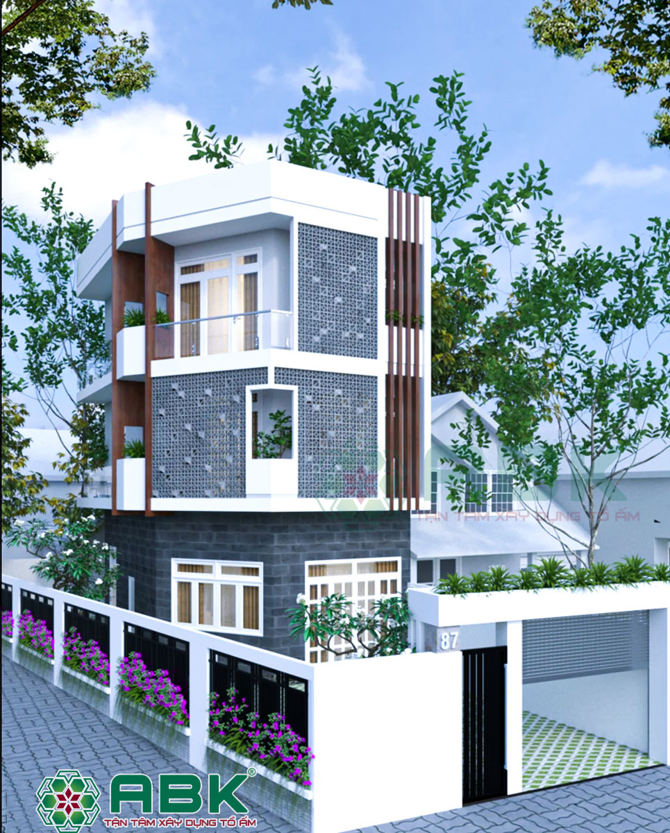 Mẫu nhà góc 1 trệt 2 lầu diện tích 54m2