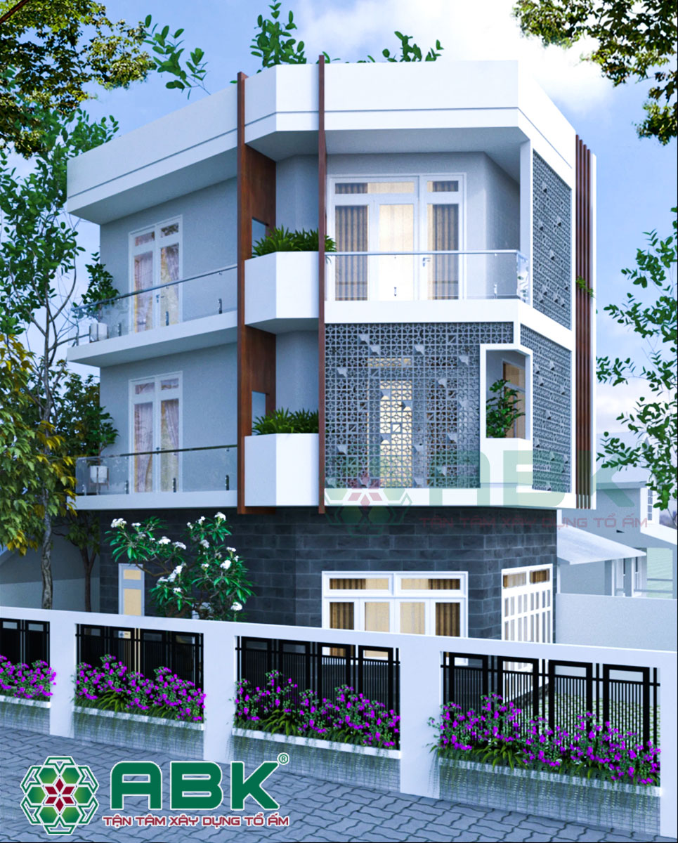 Mẫu nhà góc 1 trệt 2 lầu diện tích 54m2