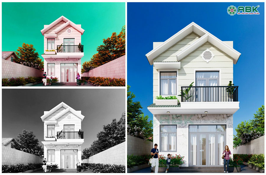 Mẫu thiết kế nhà phố 2 tầng giá rẻ cho vợ chồng trẻ