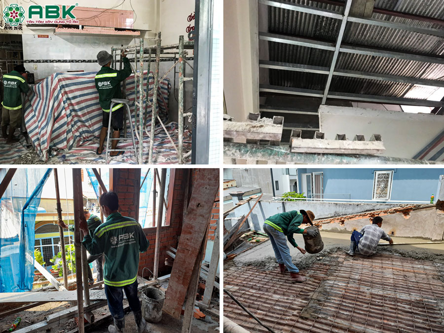 Thi công sữa chưa phần mái nhà chị Mai