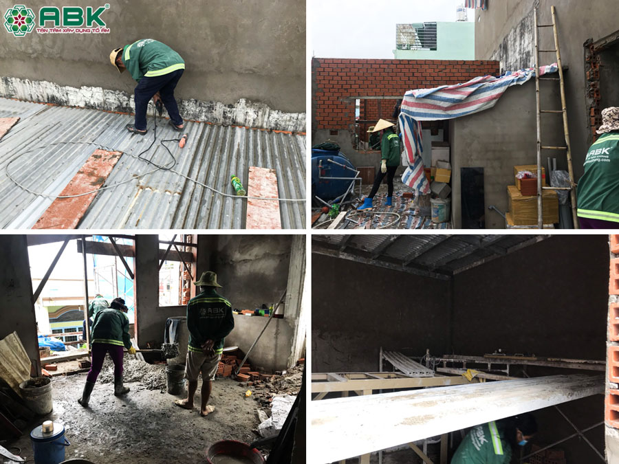 Thi công xây tô tường nâng mái chuồng cu nhà chị Mai