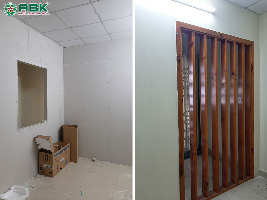 Thi công đóng vách thạch cao nhà anh Việt