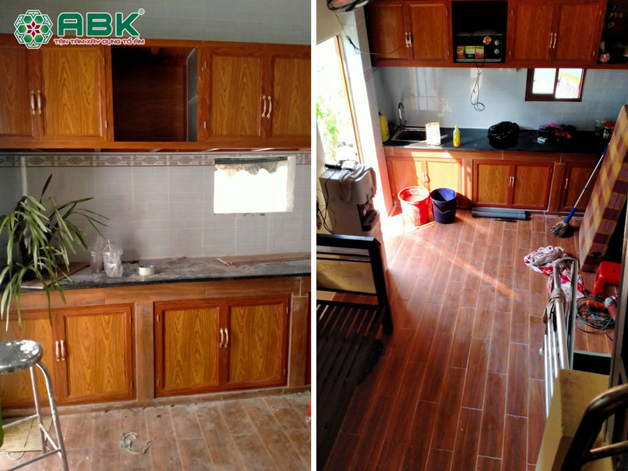 Thi công nhà bếp nhà anh Nhân
