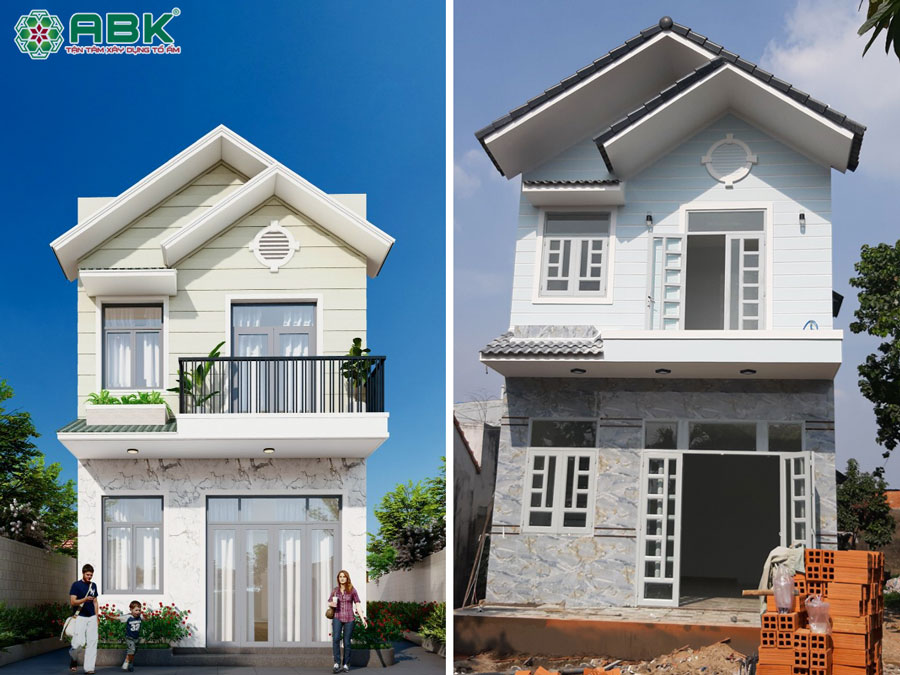 Xây nhà phố 2 tầng 66m2 nhà chị Thu ở Quận 12