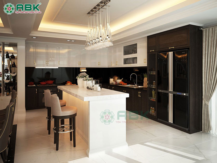 Thiết kế không gian nhà biếp biệt thự 3 tầng