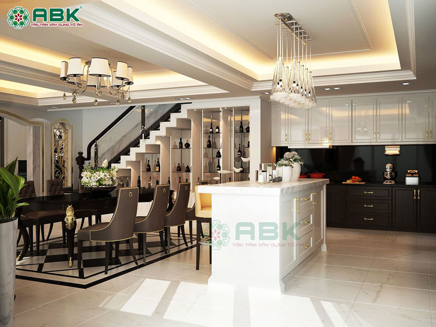 Thiết kế không gian phong khách biệt thự 3 tầng