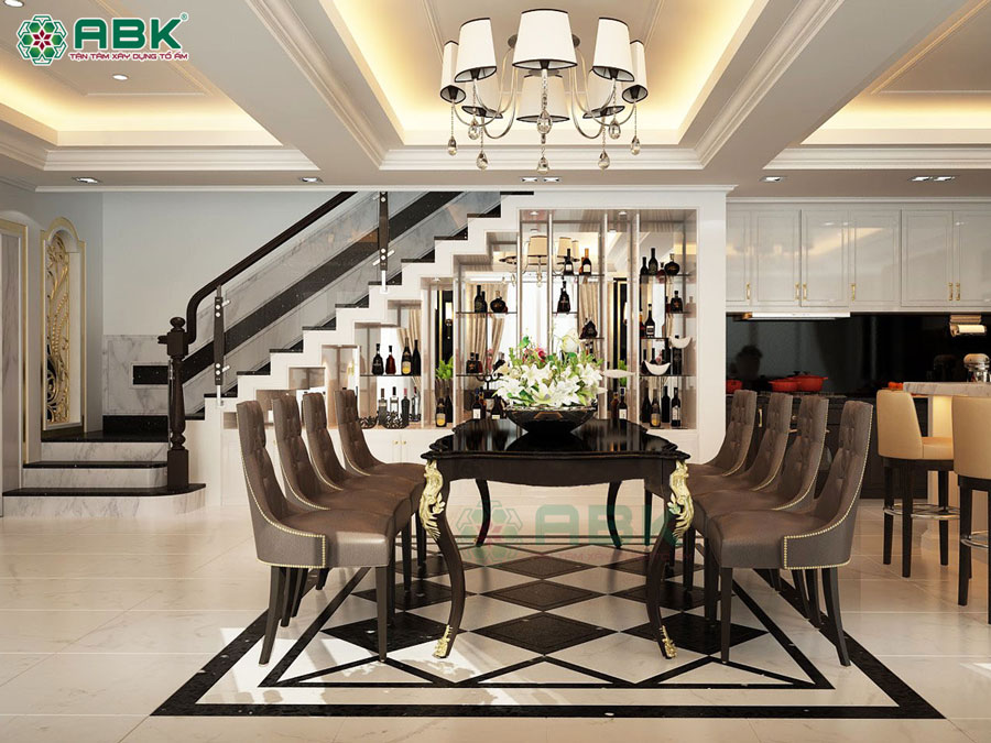 Thiết kế không gian phong khách biệt thự 3 tầng