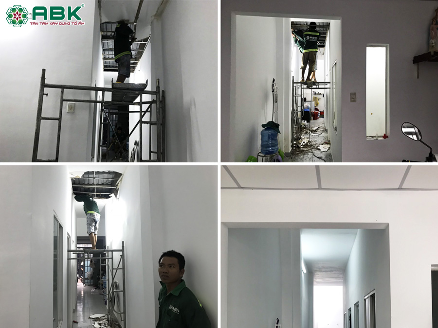 Thi công trần thạch cao nhà chị Trang ở Bình Dương