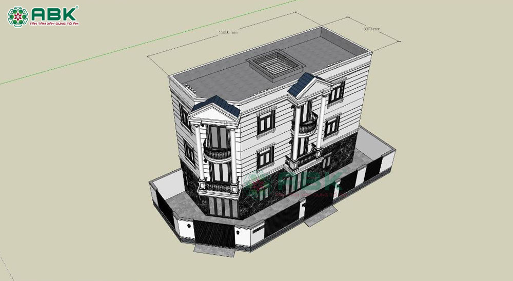 Mẫu biệt thự góc 2 mặt tiền diện tích 6x15m