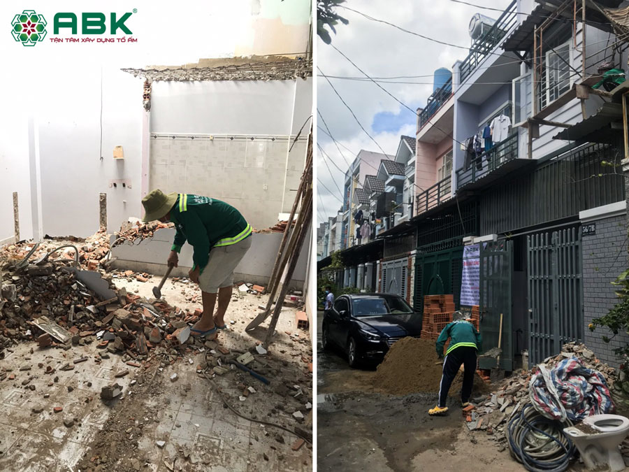 Công tác thao dỡ các phần cũ xuống cấp