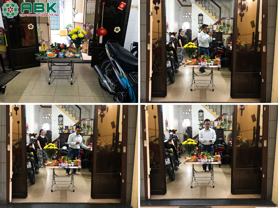 Vợ chồng chị Nga cúng khởi công sửa nhà