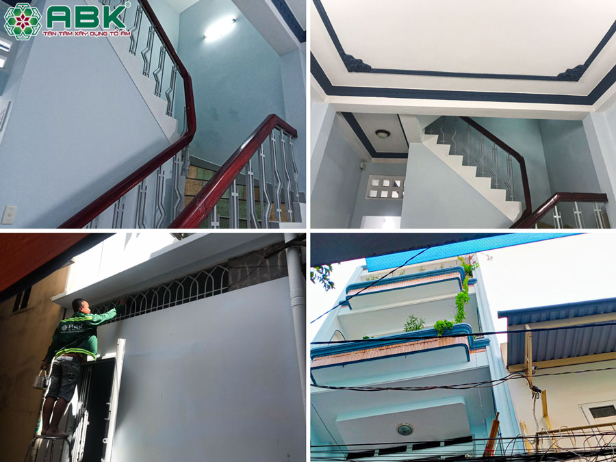 Thi công sơn nước nhà chị Nga