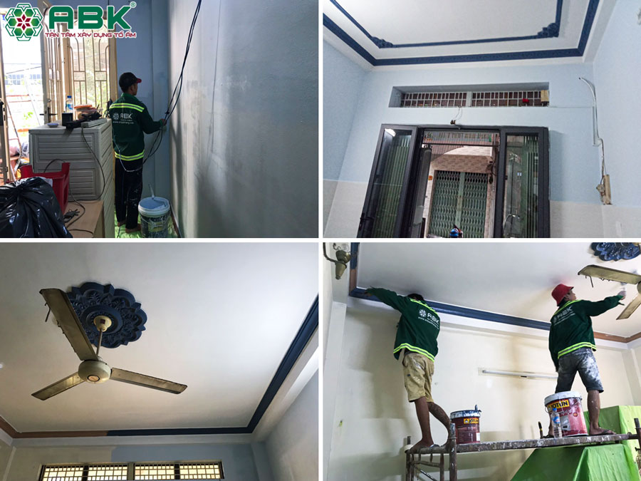 Thi công sơn nước nhà chị Nga