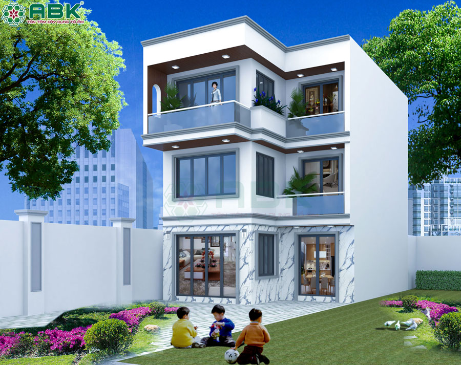 Thiết kế mẫu nhà ống 2 tầng lửng nhà chị Đào ở Quận Thủ Đức