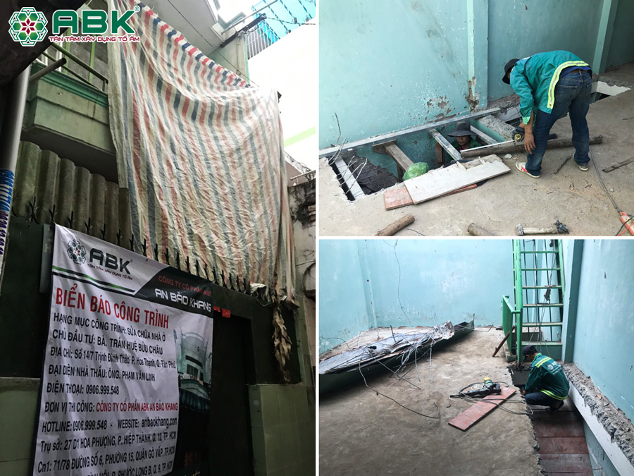 Thi công xây cầu thàng nhà chị Châu