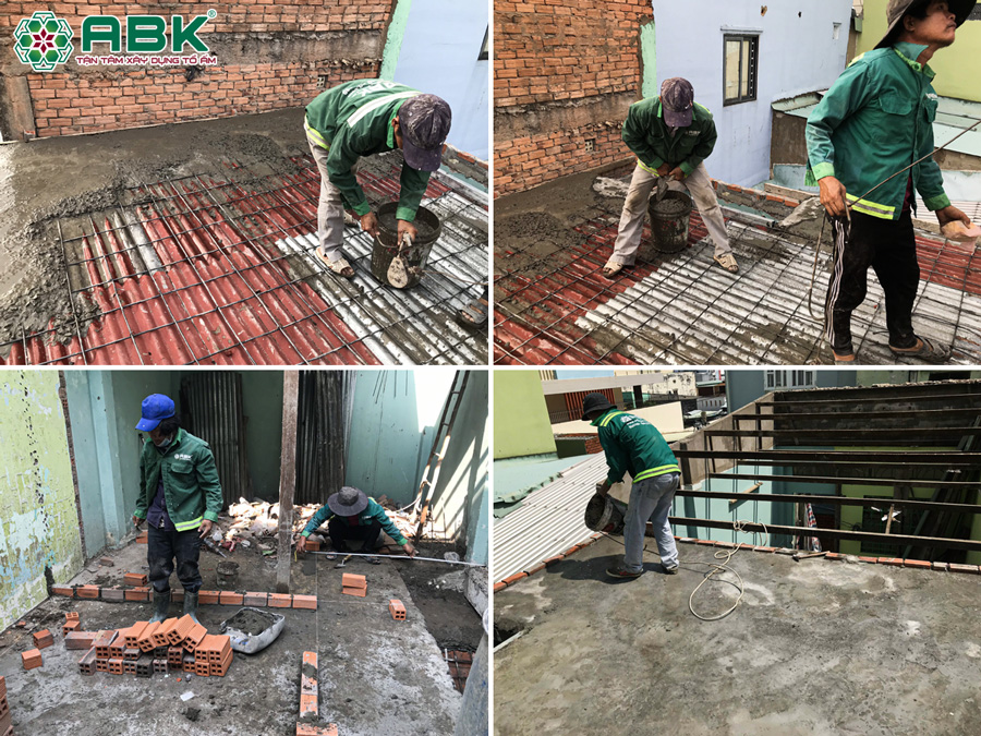 Thi công đổ bê tông lầu 1 nhà chị Châu