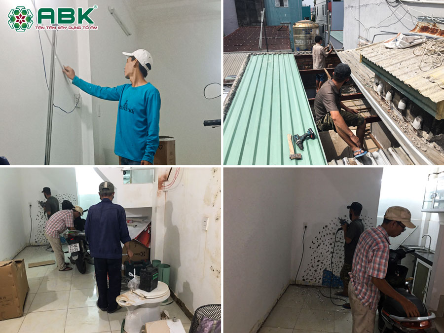 Thi công hệ thống điện và mái tôn nha anh Long