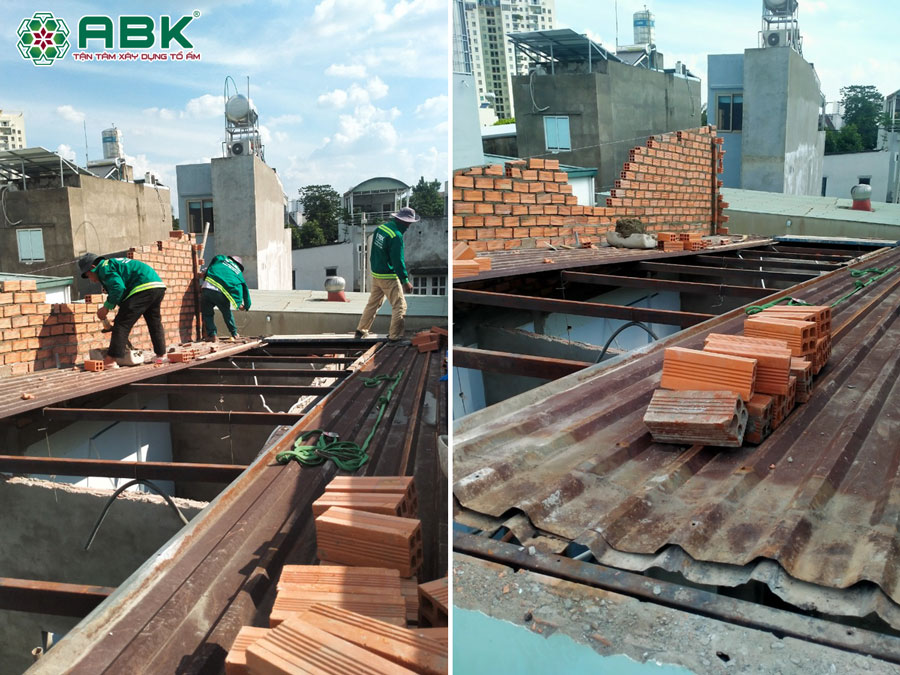 Thi công xây tô nâng mái