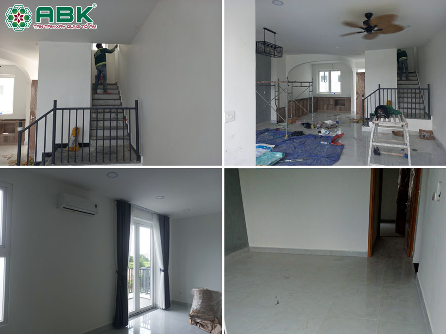 Thi công sơn nước tầng 2, phòng ngủ nhà anh Bình