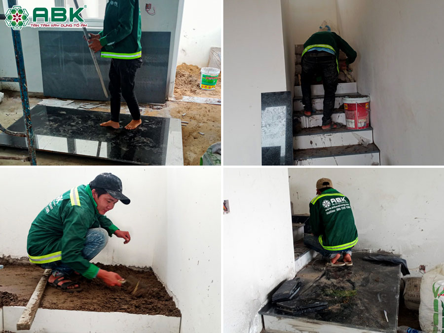 Thi công câu thang nhà anh Bình