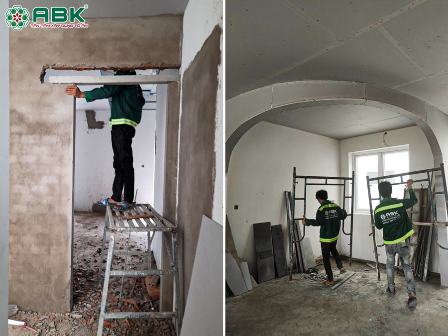 Thi công tầng 2 nhà anh Bình