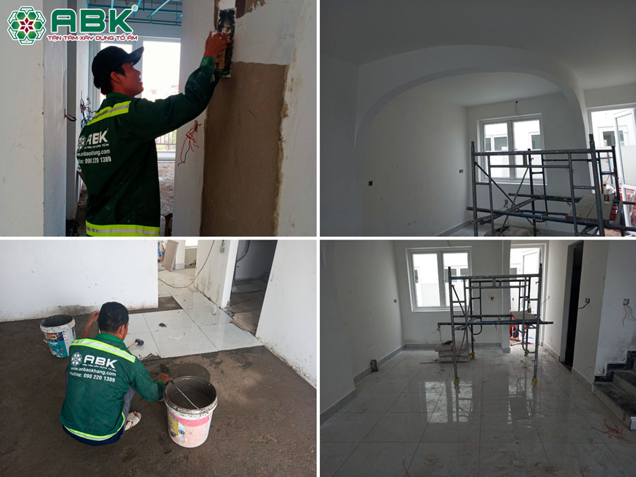 Thi công xây tô ngăn phòng tầng 2 nhà anh Bình