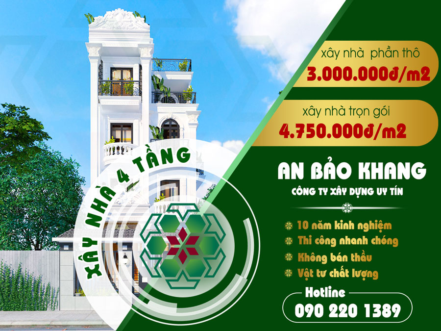 Giá xây nhà 4 tầng hết bao nhiêu tiền