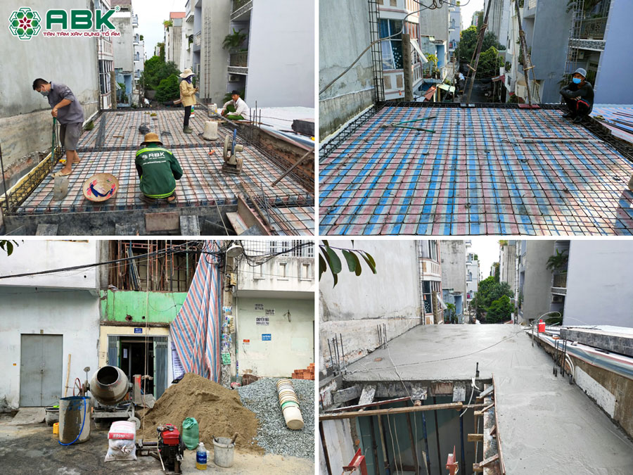 Thi công sàn tầng 1 nhà Chú Cần