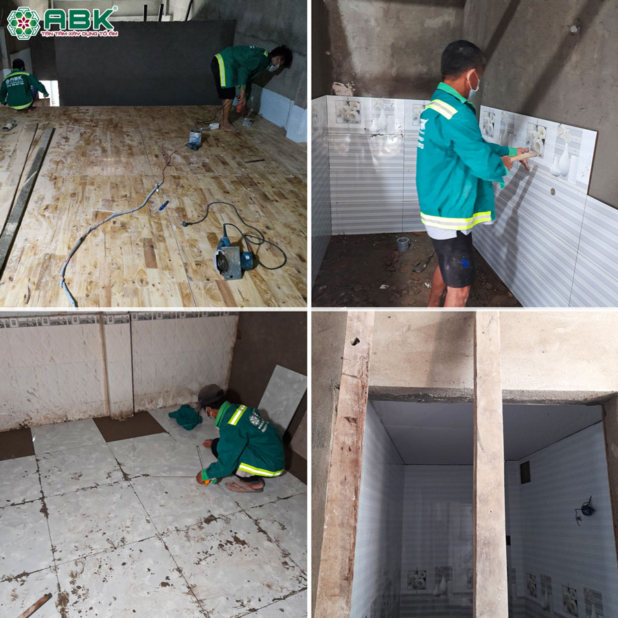 Thi công ốp lát gạch nhà chị Kiều