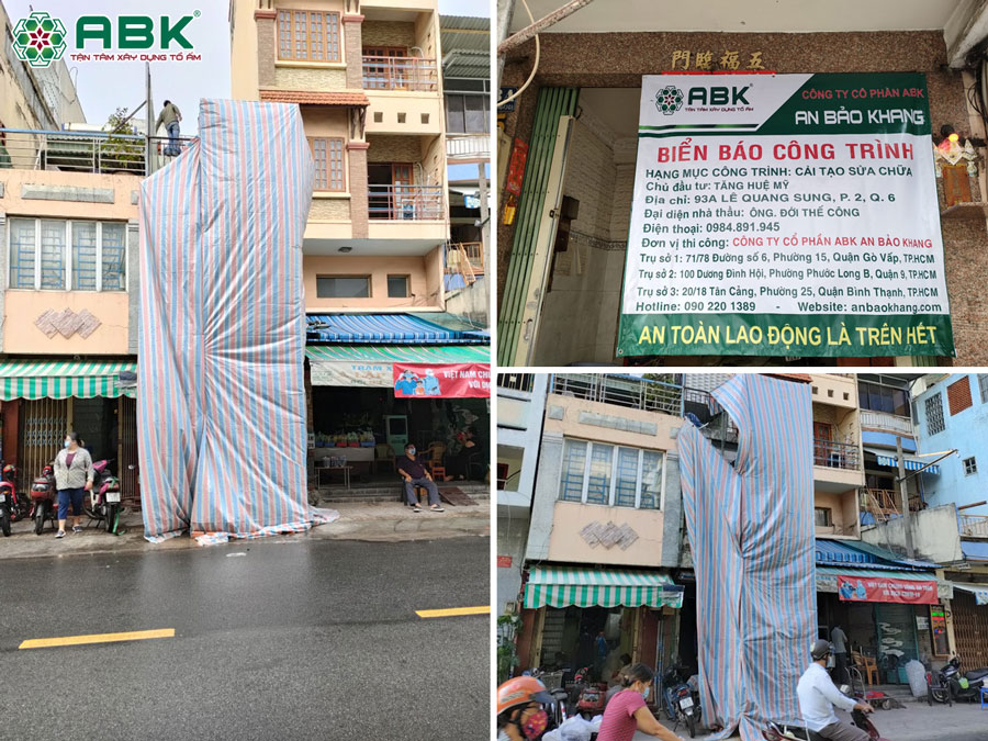 Thực hiện bao che gắn biển báo công trình để đảm bảo an toàn lao động