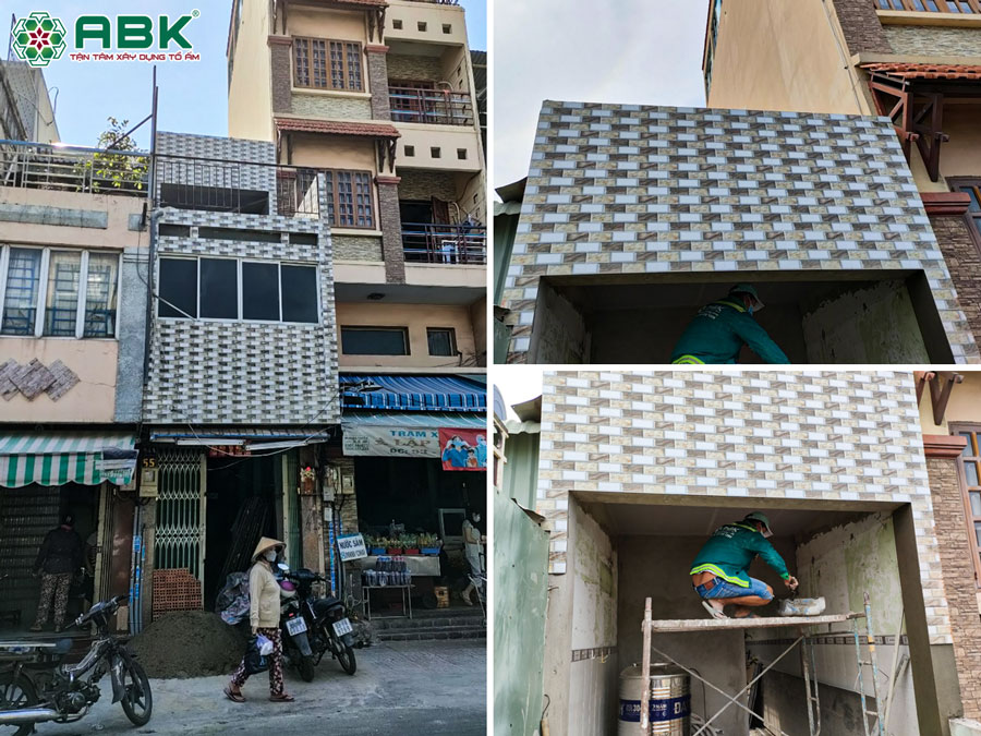 Thi công ốp lát gạch mặt tiền