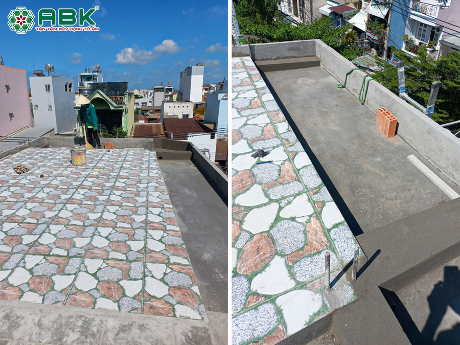 Thi công ốp lát gạch sân thượng