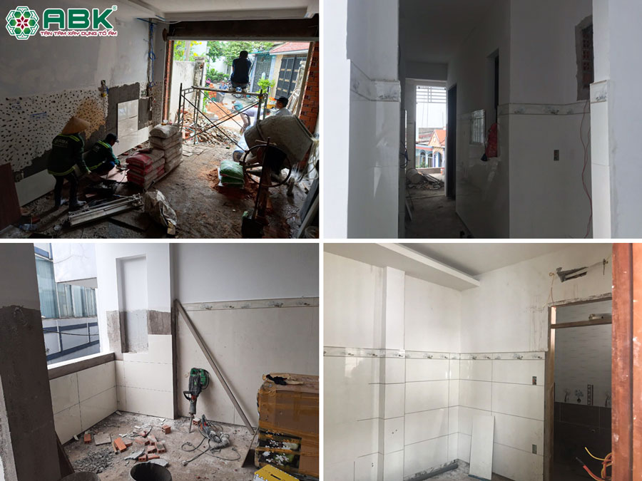 Thi công ốp lát gạch tường các tầng