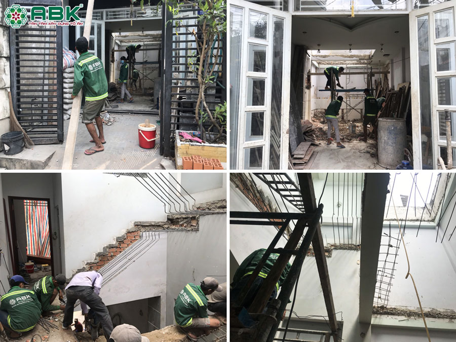 Thi công đập phá tường cũ cầu thang