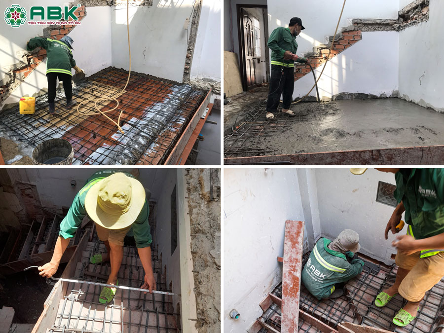 Thi công cầu thang nhà anh Khoa