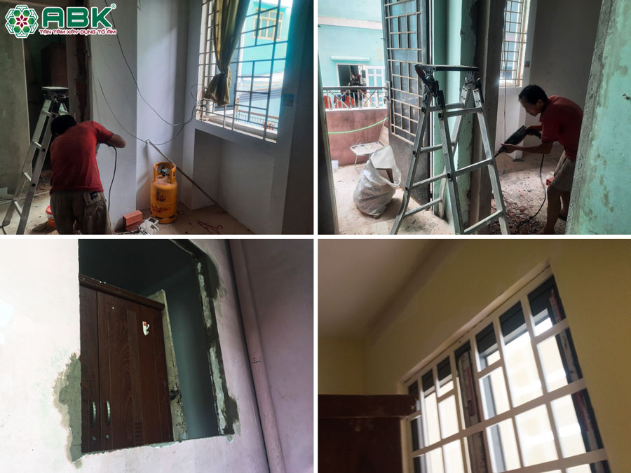 Thi công gắn cửa nhà anh Sơn