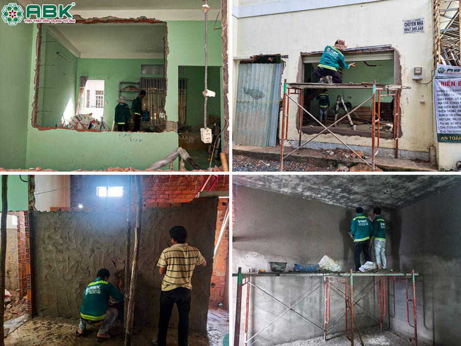 Thi công tô tường cạnh cửa