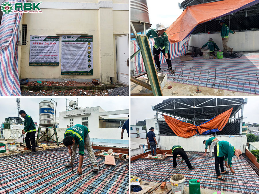 Thi công copha sàn tầng mái