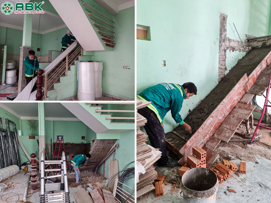 Thi công xây cầu thang nhà chị Tú Anh