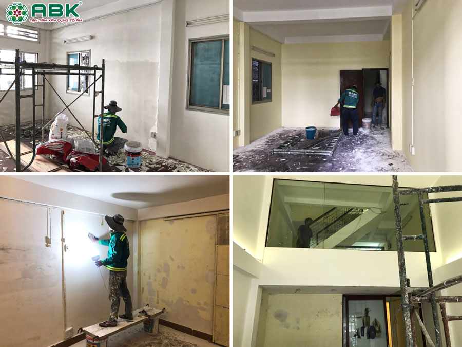 Thi công sơn nước trong nhà chị Toàn