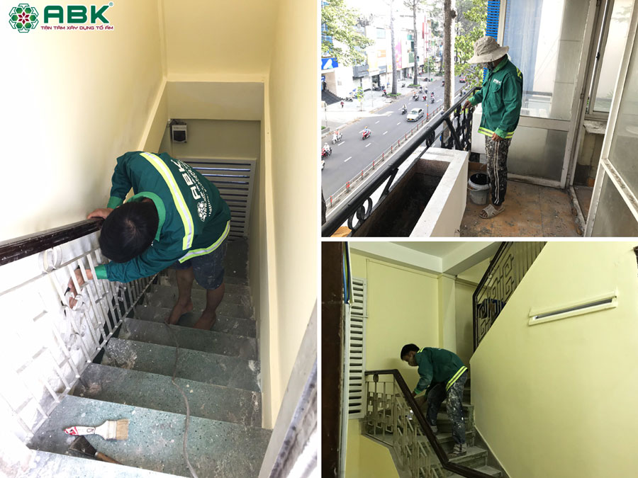 Vệ sinh và sơn dầu lan can cầu thang