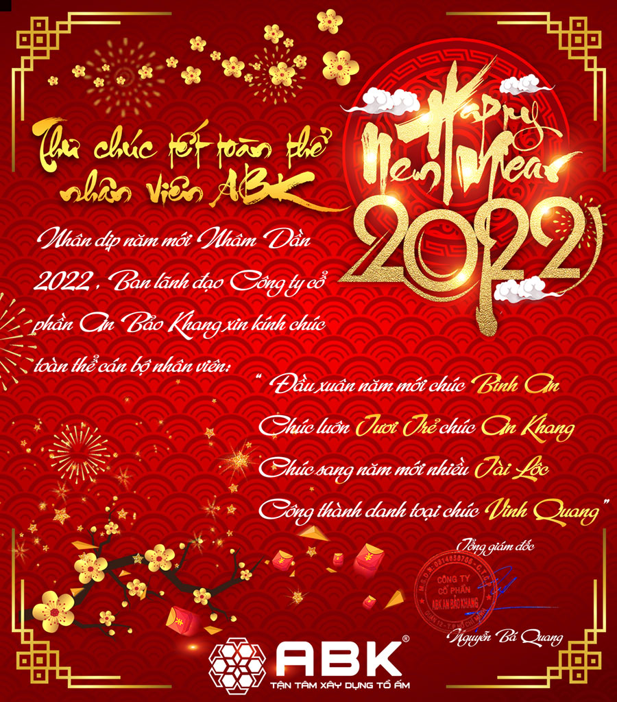 Thư chúc tết Ban lãnh đạo công ty gửi đến toàn thể nhân viên ABK