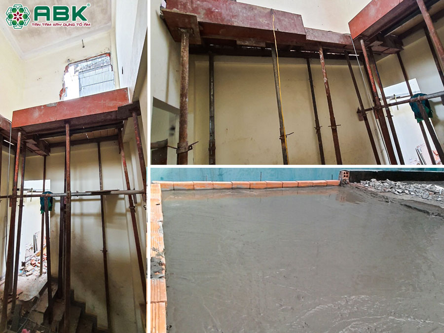 Thi công sàn giả lầu 1 nhà anh Nguyên