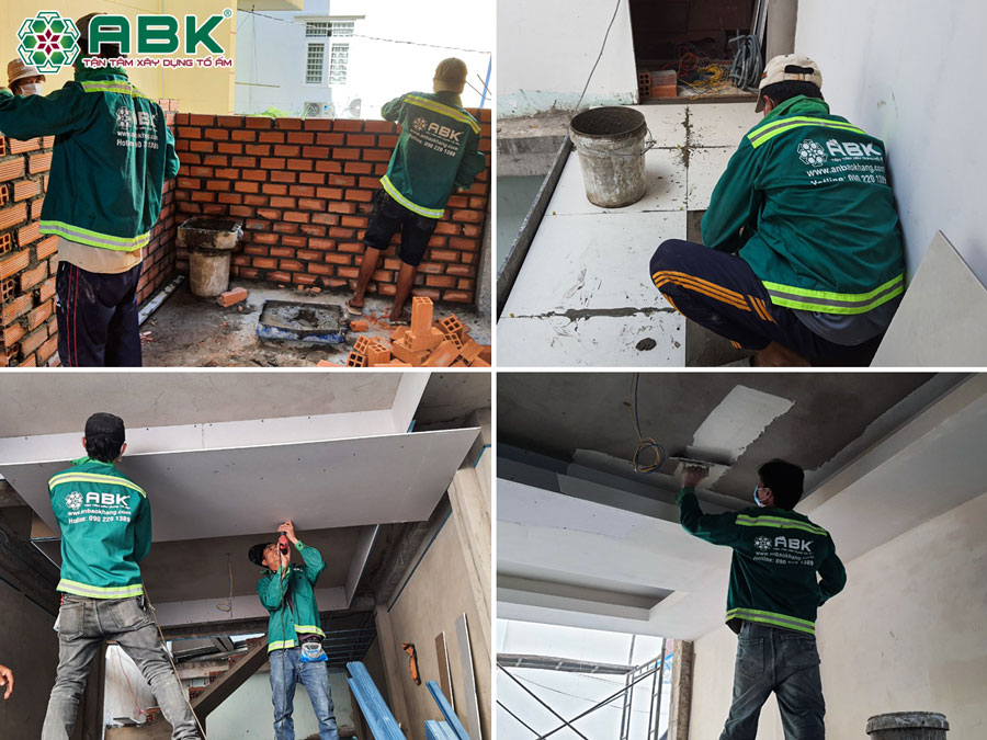 Thi công xây tường, ốp lát gạch, sơn nước nhà chị Thoa Quận 4