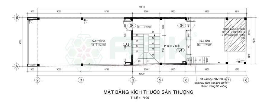Bố trí mặt bằng sân thượng nhà chị Trang Quận 3