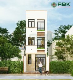 Hình ảnh thiết kế nhà phố 3 tầng 1 trệt 2 lầu mái BT tại quận 9 - Nhà Chị Thu. Phối Cảnh 1