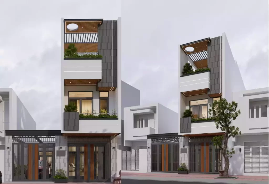 Lối thiết kế độc đáo của ngôi nhà phố 3 tầng có mái ruộng bậc thang