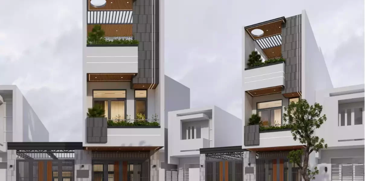 Lối thiết kế độc đáo của ngôi nhà phố 3 tầng có mái ruộng bậc thang