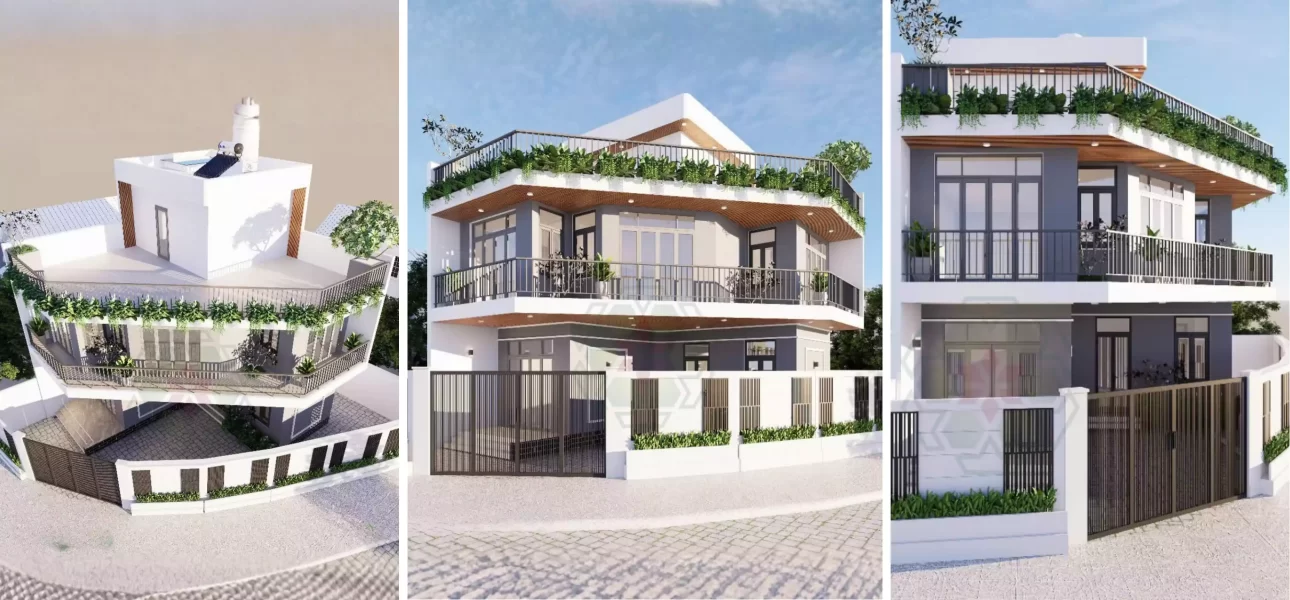 Mẫu thiết kế nhà phố 2 mặt tiền phía trước và phía sau